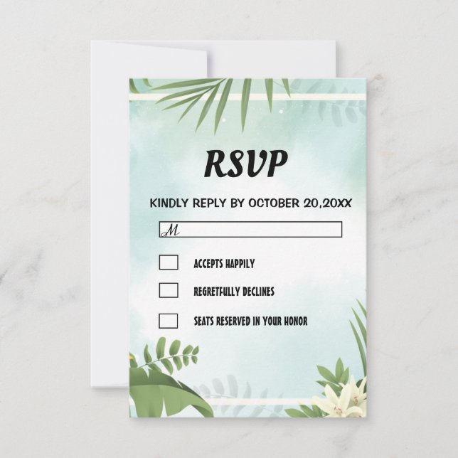Rstic Bontanical simple RSVP Karte (Vorderseite)