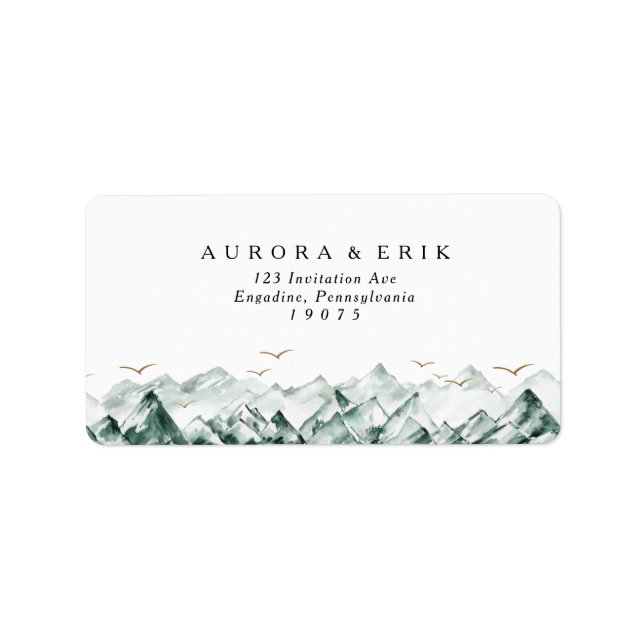 RSVP-Adresse für grüne und goldene Hochzeiten Adressaufkleber (Vorne)