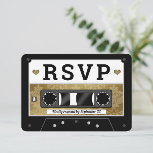 RSVP-Ankündigung von Retro Cassette Tape Wedding Einladung