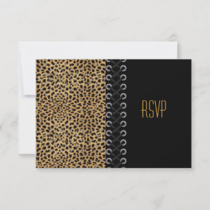 RSVP Anlässe Schwarz Tier-Look Ösen Karte