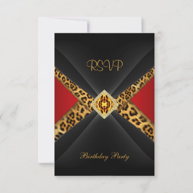 RSVP Anniversaire Rouge Or Black Leopard Bijou (Devant)