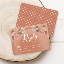 RSVP-Antwort auf die Rustikal-Blumenhochzeit von B