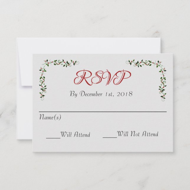 RSVP-Antwort auf Hochzeitsstimmung im Dezember RSVP Karte (Vorderseite)