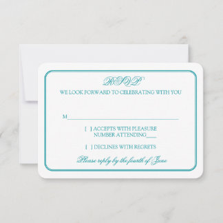 RSVP-Antwort auf traditionelle Aquamarine und weiß RSVP Karte