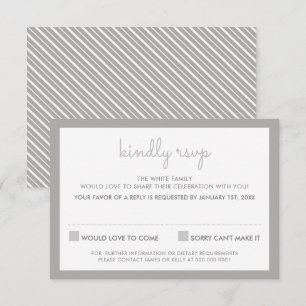 RSVP-Antwort einfach grau gestreift Einladung