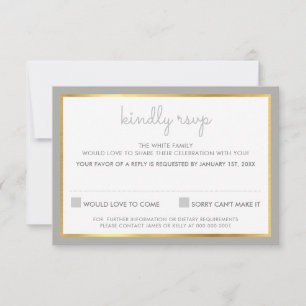 RSVP-Antwort einfach grau gestreift RSVP Karte