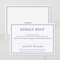 RSVP-ANTWORT einfache minimale Grenze königsblau
