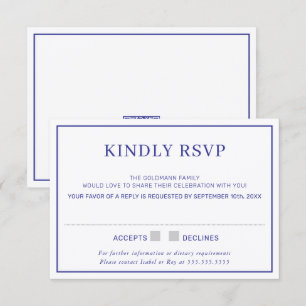 RSVP-ANTWORT einfache minimale Grenze königsblau Einladung