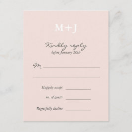 RSVP-Antwort für die Blush Rustic Monogram Wedding RSVP Karte