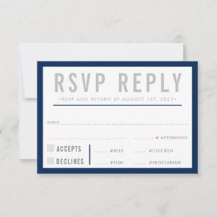 RSVP ANTWORT MODERN fett Junge navyblau grau