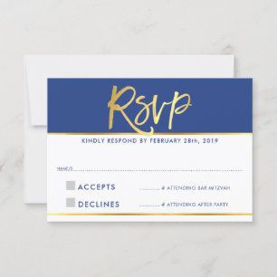 RSVP-ANTWORT modernes Glamour königsblau Faux-Gold RSVP Karte