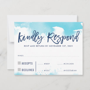 RSVP-ANTWORT-REAKTION aqua blau aquarell Mahlzeite RSVP Karte