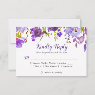 RSVP-Antwort zu Lila Blumenzwiebeln RSVP Karte