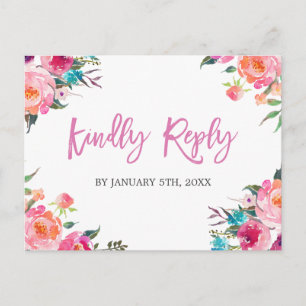 RSVP-Antwort zur Hochzeit von moderner Wasserfarbe Einladungspostkarte