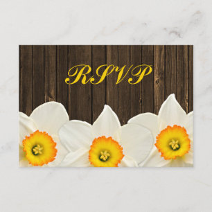 RSVP-Antwortkarte für Daffodil Barn Wood Wedding RSVP Karte