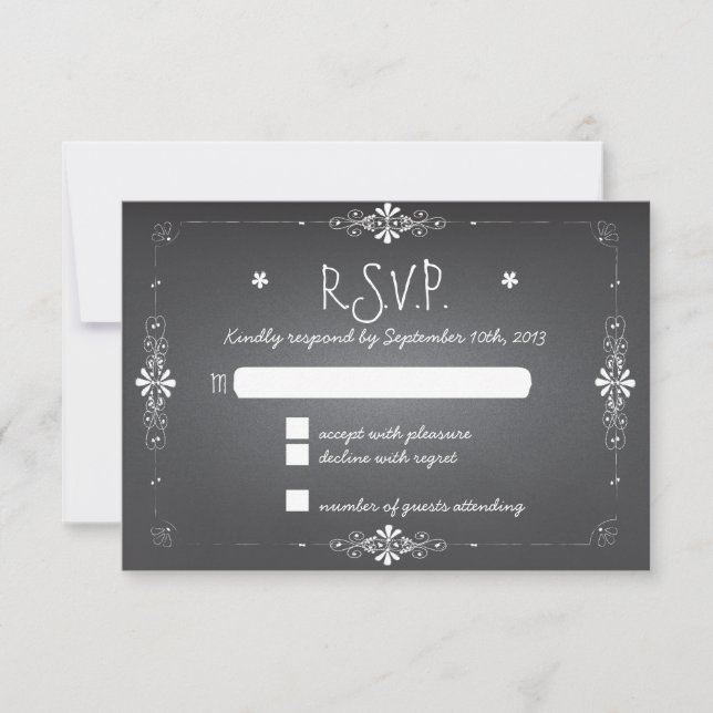 RSVP-Antwortkarte für Hochzeiten auf Chalkboard RSVP Karte (Vorderseite)