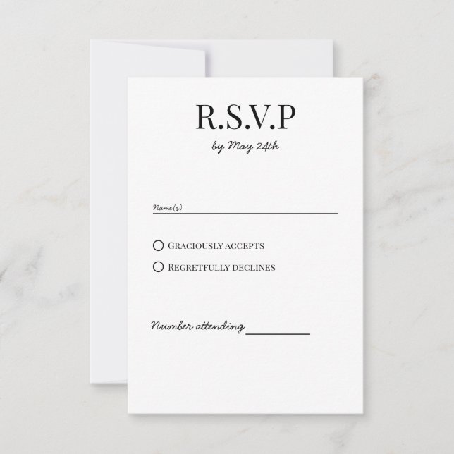 RSVP-Antwortkarte für klassische Chic-Hochzeit RSVP Karte (Vorderseite)