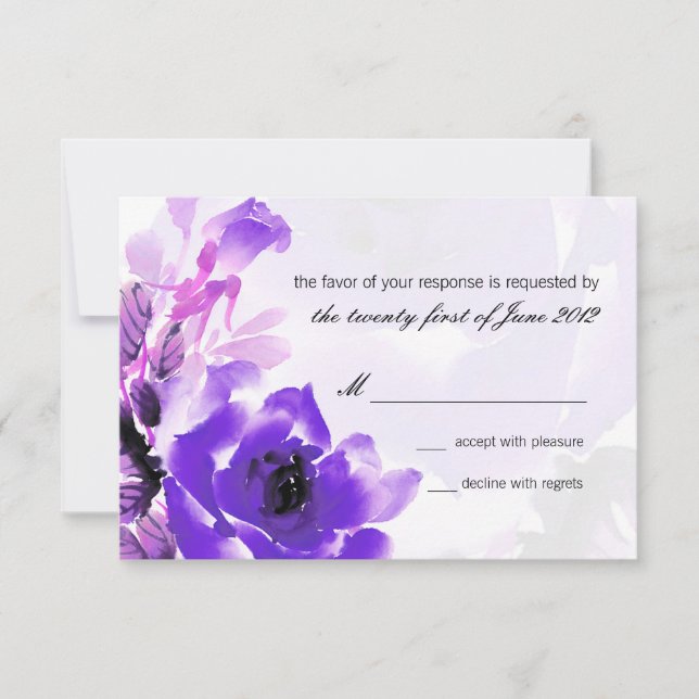 RSVP-Antwortkarte für lila Rose RSVP Karte (Vorderseite)