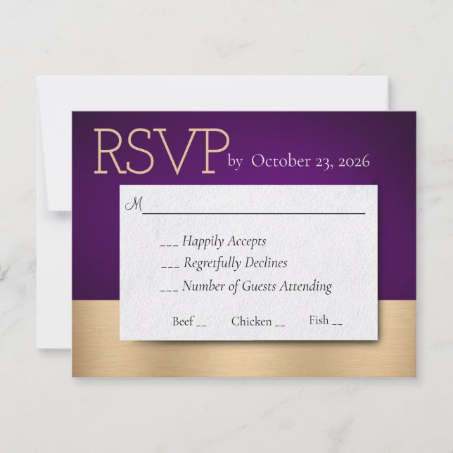 RSVP-Antwortkarte für lila und Gold-Hochzeiten RSVP Karte (Vorderseite)