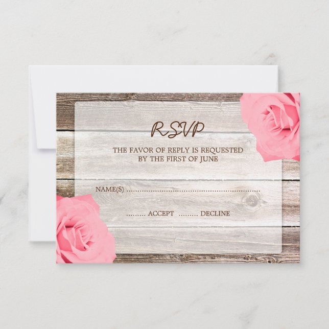 RSVP-Antwortkarte für Rosenholz RSVP Karte (Vorderseite)