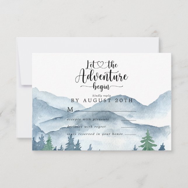 RSVP-Antwortkarte für Wasserfarbenwald RSVP Karte (Vorderseite)