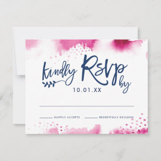 RSVP-ANTWORTKARTE stilvoll dunkelrosa Wasserfarbe RSVP Karte