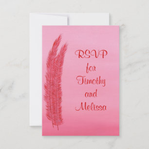 RSVP-Antwortkarten, rote rosa Federn RSVP Karte