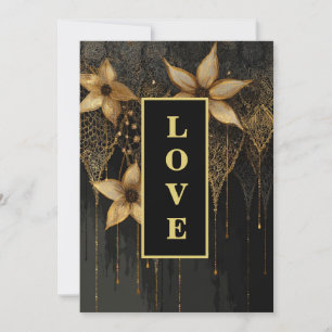 *~ RSVP AR26 QR 9 Goldlitze LOVE Vintage Hochzeit Einladung