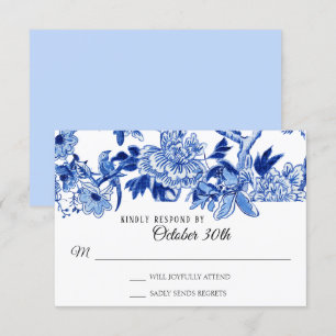RSVP Asiatischer Einfluss Hellblaue Blumen Chinois Einladung
