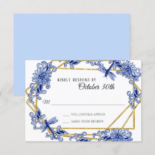 RSVP Asiatischer Einfluss Himmelblau Wasserfarben Einladung