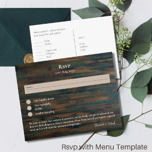 RSVP avec Modèle de menu Bois rustique