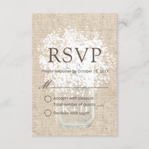 RSVP   Baby's Breath Mason-Glas rustikale Hochzeit Karte