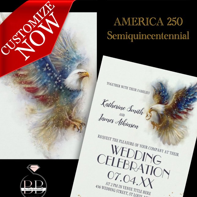 RSVP Bald Eagle Patriotic USA Semiquincentennial Einladung (Von Creator hochgeladen)