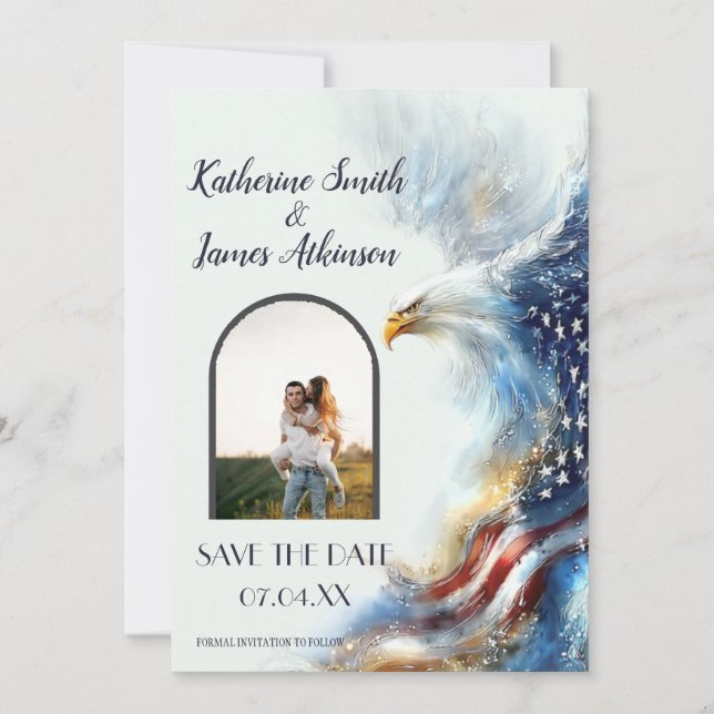 RSVP Bald Eagle Patriotic USA Semiquincentennial Save The Date (Vorderseite)