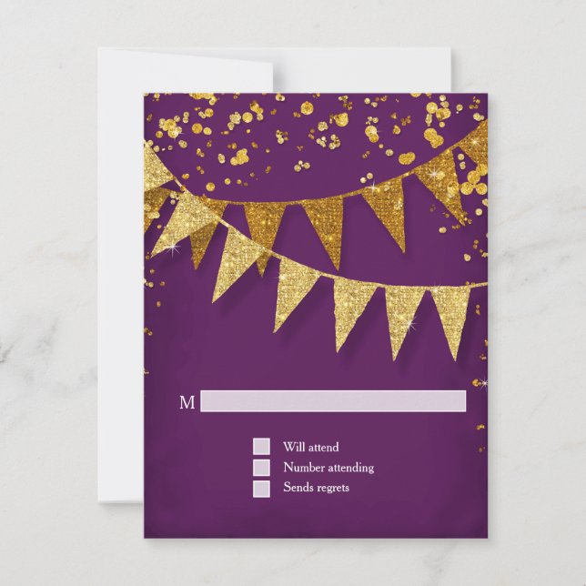 RSVP Bannière moderne Pennant avec Parties scintil (Devant)