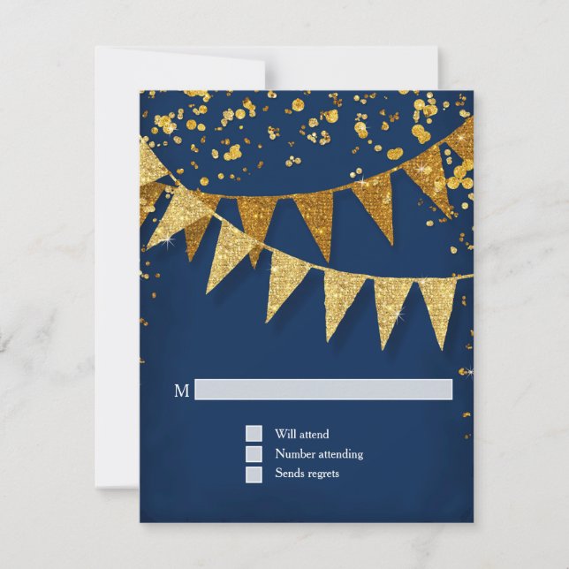 RSVP Bannière moderne Pennant avec Parties scintil (Devant)
