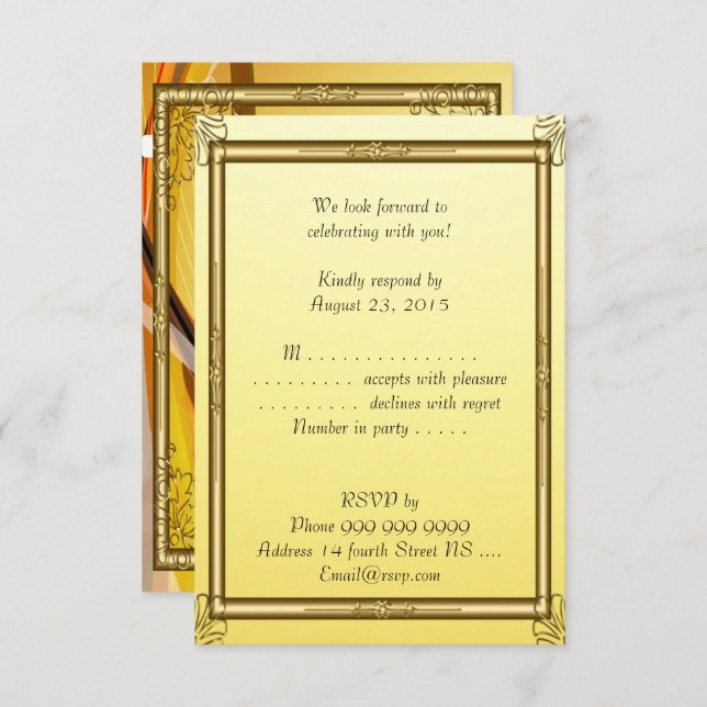 RSVP Bar Mitzvah Invitation Gold 2 (Devant / Derrière)