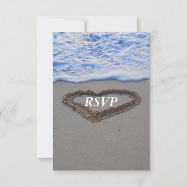 RSVP Beach Wedding Heart in Sand (Devant)