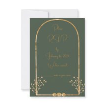 RSVP-Beilage für dunkelgrüne und goldene Hochzeite