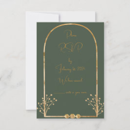 RSVP-Beilage für dunkelgrüne und goldene Hochzeite