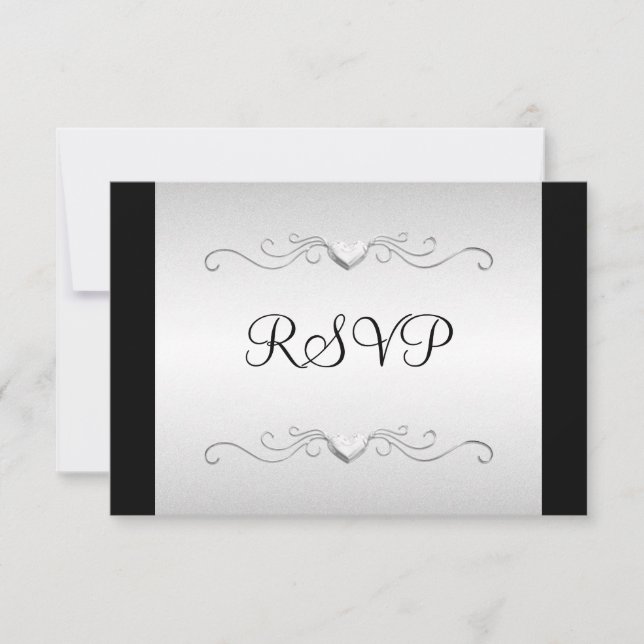 RSVP Black Silver Love Hearts Tous les événements (Devant)