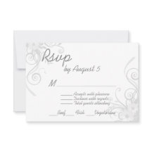 RSVP blanc et gris clair avec choix de menu