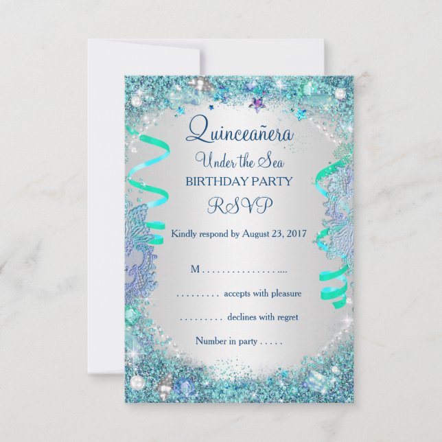 RSVP Blue Under the Sea Quinceanera 15e anniversai (Devant)