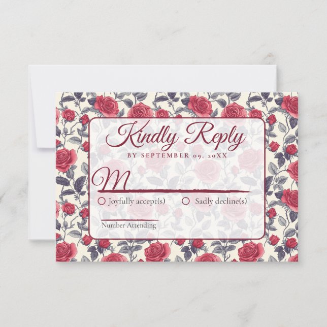 RSVP-Blume für niedliche Rose RSVP Karte (Vorderseite)