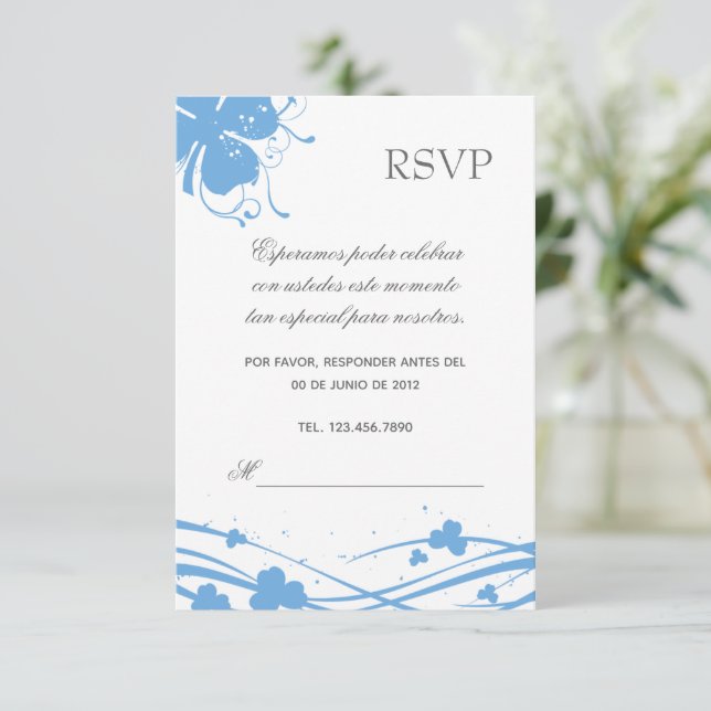 RSVP Blumen- - Einladung Hochzeit (Stehend Vorderseite)