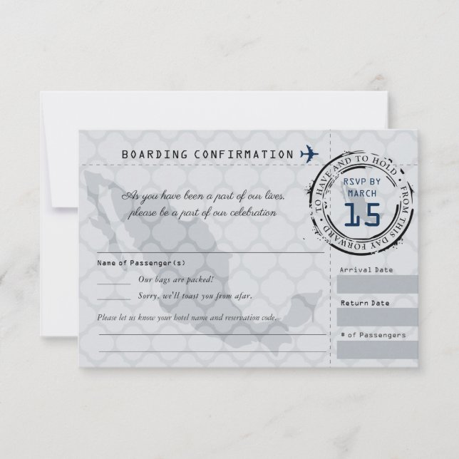 RSVP-Boarding für Hochzeiten in Grau und Navy nach RSVP Karte (Vorderseite)