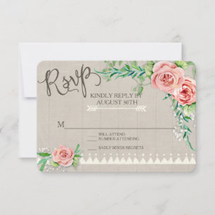 RSVP BOHO Flower Peony Babys Breath Wood Mariage