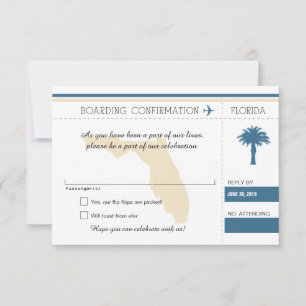 RSVP Bordkarte nach Florida Blau & Creme Karte