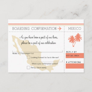 RSVP Bordkarte NACH MEXICO Einladung