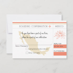 RSVP Bordkarte NACH MEXIKO Karte
